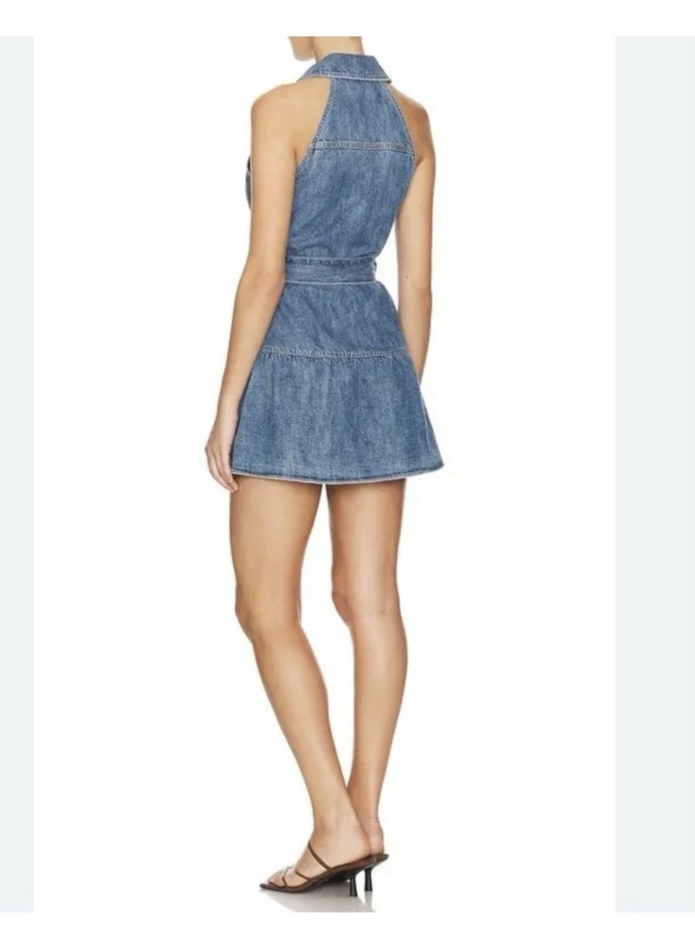 Alice + Olivia Jeans Sleeveless Denim Tie-Waist Dress - Blue - Picture 5 of 6